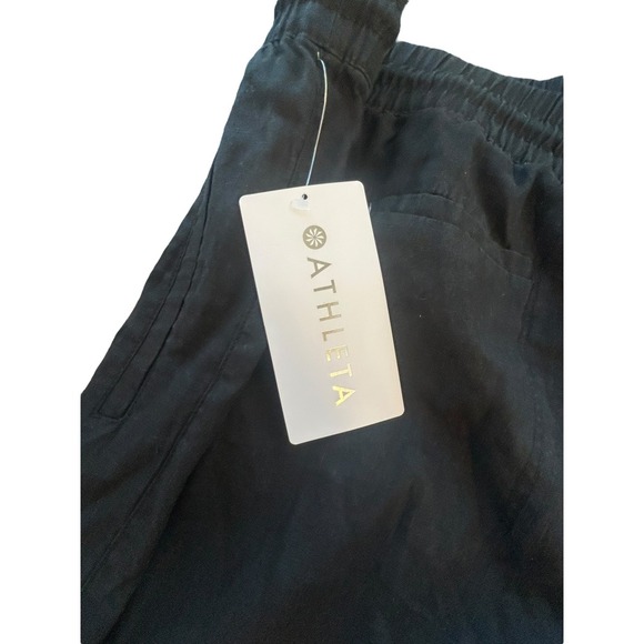 Athleta Retreat Linen Wide Leg Pants Size 1X Black Drawstring Elastic Waist NWT - Picture 8 of 9